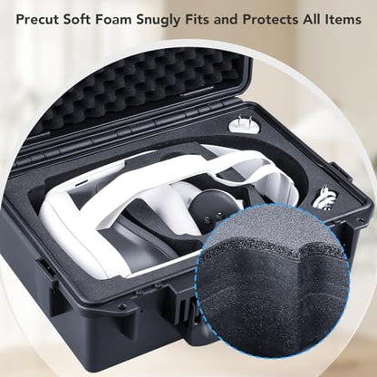 Lykus Titan OQ200 Waterproof Hard Case, Works with Quest 3S/Quest 3/Quest 2, Fit Official Elite Head Strap, Better Protection [CASE ONLY] | CASE ONLY,Fits Stock and Official Elite Head Strap,IP67 Waterproof,Shockproof,CNC Cut Premium Foam - color: Black