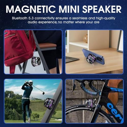 G200 Magnetic Bluetooth Mini Speaker with RGB Lights | ABS portable speaker delivers 3D surround sound with colorful light effects for daily use. - color: Black