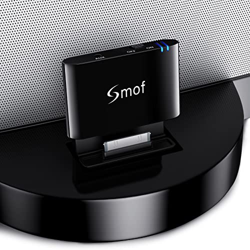 Smof 30 Pin Bluetooth Adapter Receiver | Compatible with Bose iPod iPhone JBL SoundDock, Not for Cars or Motorcycles