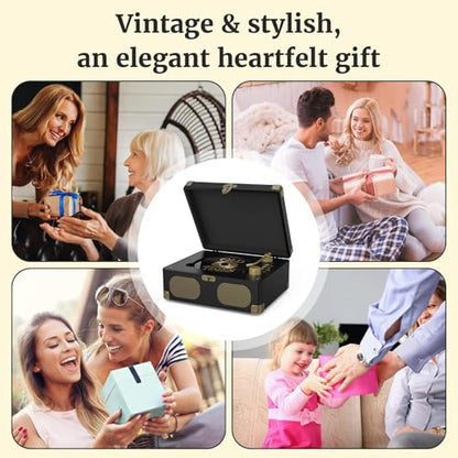 RetroAudio CD Player with Speakers Retro Portable CD Players for Home Music Player with Remote Control,V5.4 Bluetooth in&Out Desktop Suitcase CD Player with AUX in, Headphone Jack,USB Playback，Black - color: Black