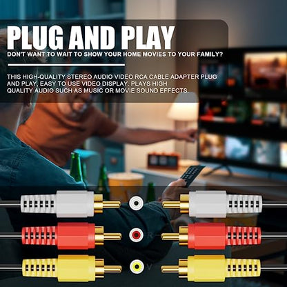 Eanetf 3RCA Cable Audio Video 5ft Gold Plated for Home Theater-2pcs - color: 5ft-2pcs
