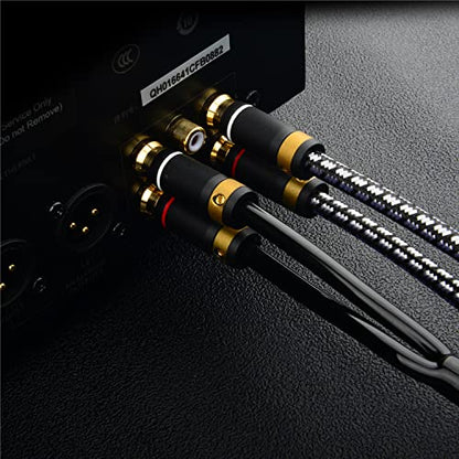 Audiophile RCA Cable 2.5FT(0.75M), 2 RCA Male to 2 RCA Male Braided HiFi System Silvered-Plated Copper core with Ferrite cores - size: 2.5 Feet