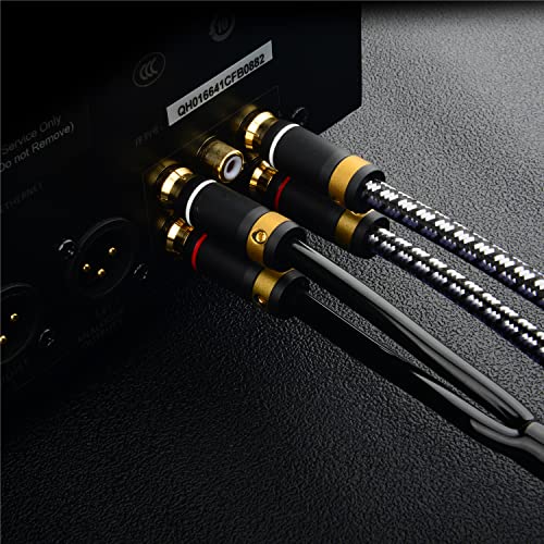 Audiophiles RCA Cable 9.8FT(3M), 2RCA Male to 2RCA Male Braided HiFi System Silvered-Plated Copper core with ferrite cores - size: 9.8 Feet