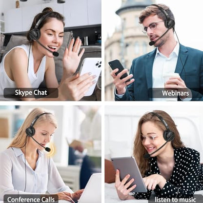 Arama USB Headset with Microphone Noise-Cancelling, Comfort Fit Computer Headset with Microphone for PC Laptop Mac Skype Zoom UC Webinar Business Call Center Home Office (Black-Monaural)