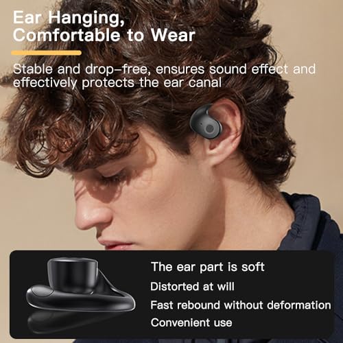 sunshot Ows Open Ear Buds Headphones Bluetooth 5.4,Bone Conducting Air Bone Conduction Headphones, 16mm Drivers,40H Playtime,Open Ear Earbuds IPX5 Waterproof and Noise Reducing Touch(Black) - color: Black