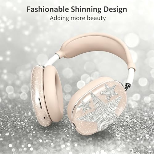 [4 in 1] Cases Cover for AirPods Max 2/1 (2026/2024/2020) Ear Pad Case/Headband Cover/Ear Cups for Apple AirPods Max (Bling Star Light Star) - color: Bling Star Light Star