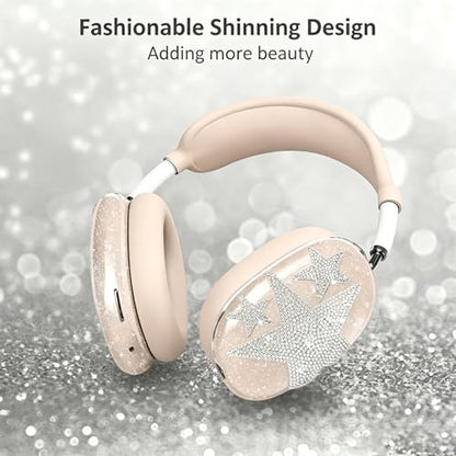 [4 in 1] Cases Cover for AirPods Max 2/1 (2026/2024/2020) Ear Pad Case/Headband Cover/Ear Cups for Apple AirPods Max (Bling Star Light Star) - color: Bling Star Light Star