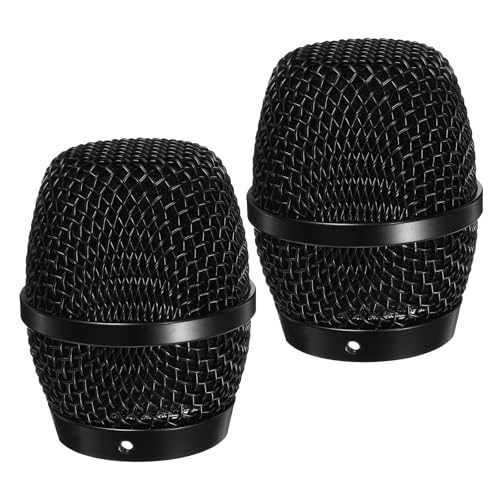 2pcs Microphone Ball Head: Mesh Grill Replacement Head Mic Replacement Parts Compatible with ER-33 E-9 00U-6 Inner Diameter 35mm/1.38 inch Black