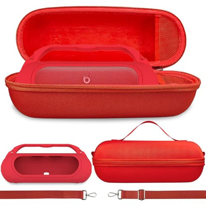 Silicone Cover and Hard Carrying Case for Beats Pill 2024 Bluetooth Speaker | Protective Cover Case for Beats Pill Speaker Accessories, Scratch-Resistant and Drop-Proof Cover (Red Case) - color: Red Case