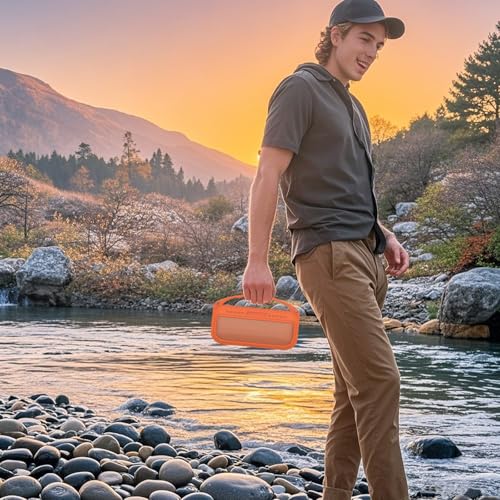 JCHPINE Silicone Cover Case for Bose SoundLink Flex Speaker 2nd Gen | Accessories Compatible with Bose SoundLink Flex 2, Protective Case with Shoulder Strap (Sunset Peach) - color: Sunset Peach
