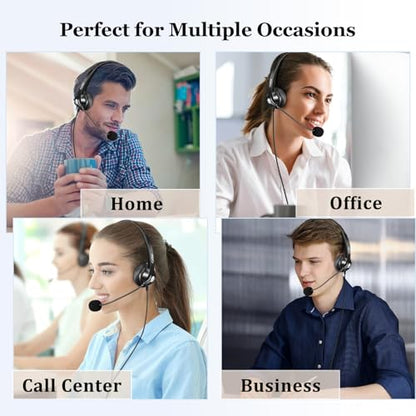 Callez RJ9 Yealink Phone Headset with Microphone Noise Cancelling | Office Telephone Headset Works with Yealink T20P T21P T26P T23G T46S T48S T53W T54W Avaya 1608 9608 9611 Grandstream Phones