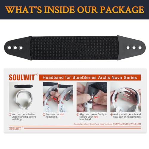 SOULWIT Headband for SteelSeries Arctis Nova (1/3/4/5) - Black | HeadStrap for Arctis Nova 1/1X/1P/3/3X/3P/4/4X/4P/5/5X/5P Headphones
