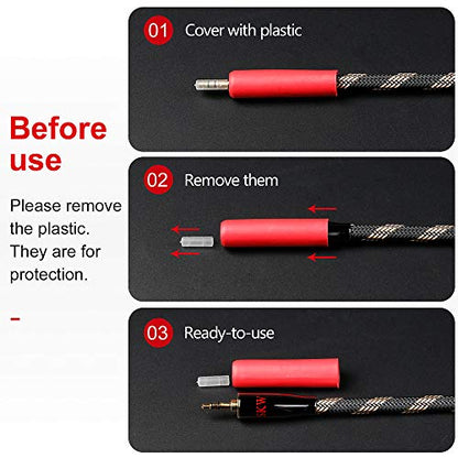 SKW Audiophile Heavy Gauge 3.5mm Stereo Aux Thick Cable 4.9ft/1.5m | Dual-shielded, 24K gold-plated TRS plugs, 6.8mm OD nylon-braided jacket, rigid strain relief, home stereo & DAC link - size: 4.9 ft