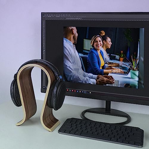 Linkidea Wooden Headphone Stand, Omega Headset Holder Desk Display Hanger for Over-Ear Gaming Headphones Compatible with Audio-Technica, Bose, AKG, Sennheiser, Beats, Sony