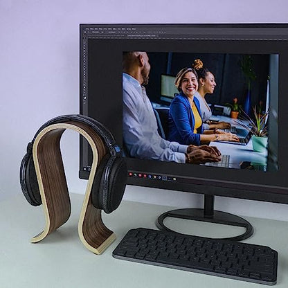 Linkidea Wooden Headphone Stand, Omega Headset Holder Desk Display Hanger for Over-Ear Gaming Headphones Compatible with Audio-Technica, Bose, AKG, Sennheiser, Beats, Sony
