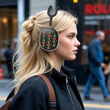 for AirPods Max 2/1 Headphones Christmas Tree Bow Ear Covers | Cute Clear Ear Cups Cover | Black Silicone Ear Pad Case Headband Cover for Apple AirPods Max 2/1 (2026/2024/2020) - color: Christmas Tree D/Black