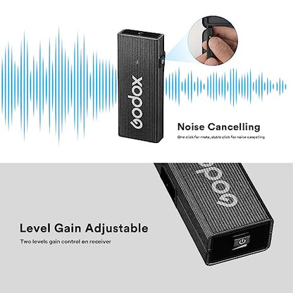 GODOX MoveLink Mini Kit1 Wireless Microphone System Lightning | 2.4GHz Noise Cancelling, 328ft Range, 1TX+1RX Lightning Receiver, For Vlogs Interview Conference Recording