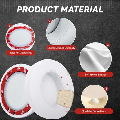 Aurivor Studio 3 Replacement Ear Pads for Beats Studio 3/2 Headphones, Cushions Earpads with Premium Protein Leather, Softer Memory Foam, Stronger Adhesive (White) - color: White