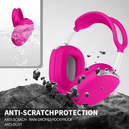 Maxjoy AirPods Max Case - Soft Silicone Ear Cups Cover, Ear Pad Case, Headband Cover - Anti-Scratch Protective Accessories for Apple AirPods Max Headphones, Rose Red - color: Rose Red