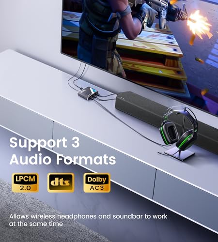 NEWCARE Digital Optical Splitter 1 in 2 Out,SPDIF Toslink Optical Audio Cable Splitter 1x2 Support LPCM2.0 Doldy Digital & DTS 5.1 for Xbox,PS4,PS5,DVD,TV Box,Home Theatre, Receiver,Sound Bar | Toslink Splitter 1x2 Support LPCM2.0 Doldy Digital & DTS 5.1