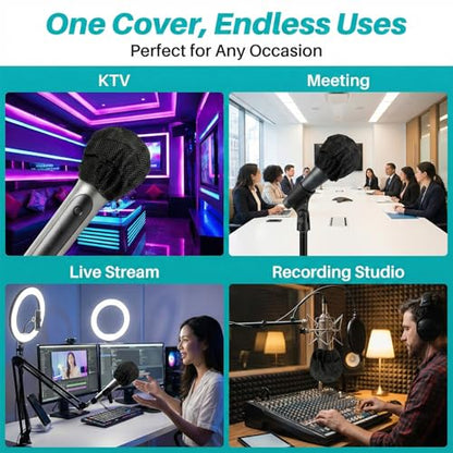 MAQIHAN 100PCS Disposable Microphone Cover - Black Mic Cover Handheld | Microphone Windscreen Bulk Fits Handheld Mics, Microphone Pop Filter, Microphone Mufflter, Protective Cap for KTV Karaoke Bar