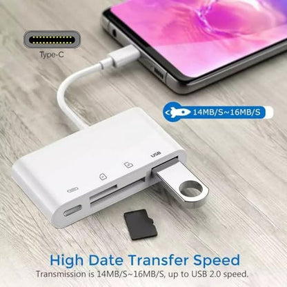CY USB 2.0 Type C USB-C to TF Micro SD SDXC USB Female Card Reader PD 27W Adapter for Laptop Tablet Phone - style: SD+TF+USB+PD