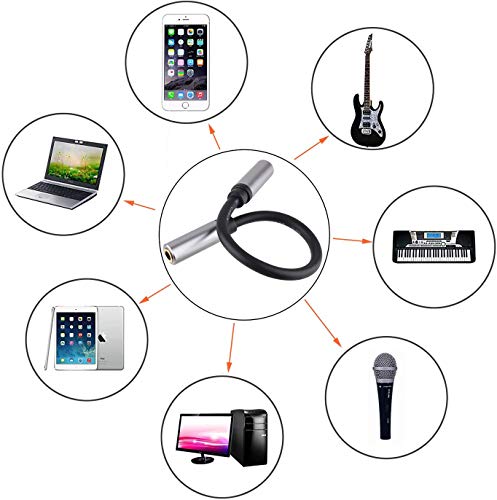 3.5mm Female to Female Adapter Cable TRS Stereo Audio AUX Connector Cod for Headphones, Car, HiFi - 15cm/6inch (Grey) - color: Grey