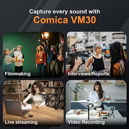 COMICA VM30 Wireless Shotgun Microphone with USB-C&3.5mm Output for Camera