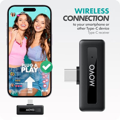 Movo WM-VXR10 Wireless Shotgun Mic Adapter for USB-C/iPhone 15 and up/Android Devices - Compatible VXR10, VXR10-PRO, and Rode VideoMicro - size: USB-C / iPhone & Android