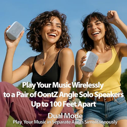 OontZ Angle Solo Compact Bluetooth Speaker, 14-Hour Playtime, White | Compact 5W Bluetooth speaker with clear sound, 100-ft range, IPX5, mic, AUX Input and USB-C Charging Cable. - color: White