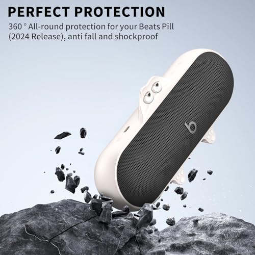 Silicone Kawaii Cute Case for Beats Pill Wireless Bluetooth Speaker, Anti-Scratch Protective Sleeve Compatible With Beats (Off-White) - color: Off-White