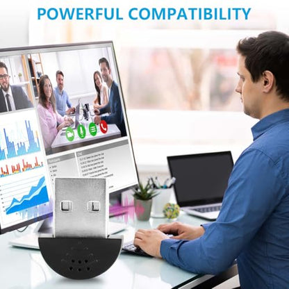 KISEER 2 Pcs USB 2.0 Mini Microphone, Laptop/Desktop PC Plug and Play for Skype, MSN, Yahoo Recording, YouTube, Google Voice Search and Games - size: 1.0*0.2 inch