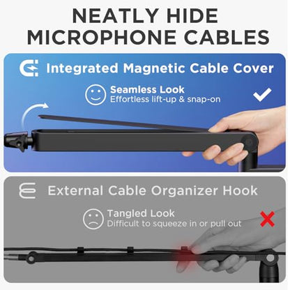 InnoGear Desktop Microphone Stand & 360° Rotatable Low Profile Mic Stand with Magnetic Cable Management Desk Mount for Fifine AM8 K669B Blue Yeti HyperX QuadCast SoloCast AT2020