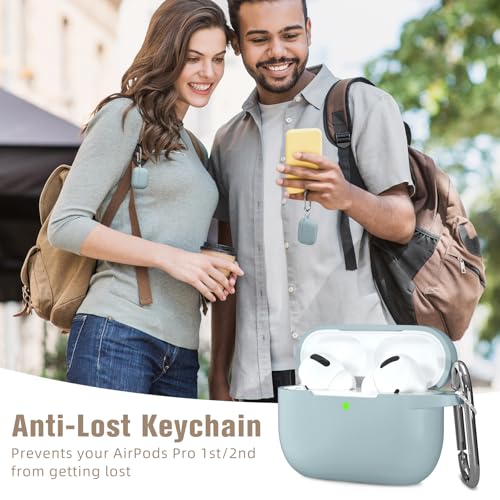 Hamile Compatible with AirPods Pro Case Protective Silicone Airpod Case Shockproof Cover Skin for Apple Airpod Pro 2019 Charging Case, with Keychain, Aqua - color: Aqua