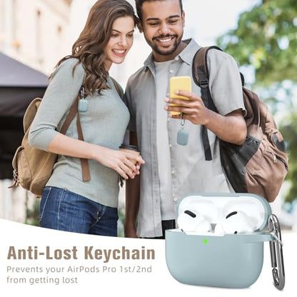 Hamile Compatible with AirPods Pro Case Protective Silicone Airpod Case Shockproof Cover Skin for Apple Airpod Pro 2019 Charging Case, with Keychain, Aqua - color: Aqua