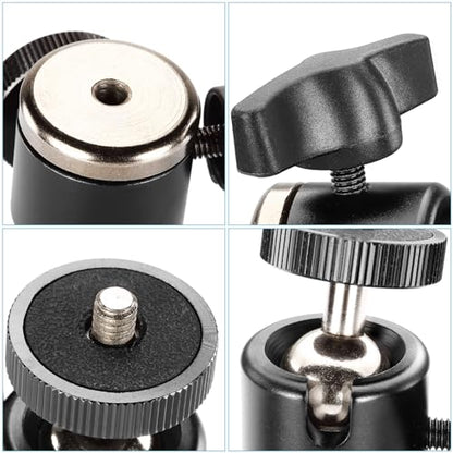 Neewer® Aluminum Alloy 360 Degree Rotating Swivel Mini Ball Head with 1/4" 3/8" Thread Base Mount for DSLR Camera Like Canon,Nikon,Sony/Camcorder/iPhone 6s/6/5S/5/4S/4,Gopro HD Hero 1/2/3/3+/4 - style: GM-MN