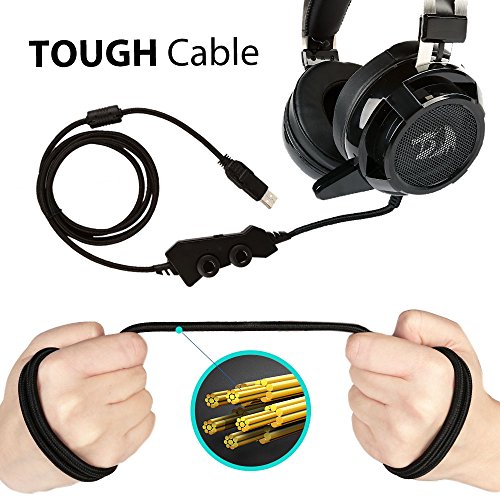 Redragon H301 SIREN2 7.1 Channel Surround Stereo Gaming Headset Over Ear Headphones with Mic Individual Vibration Noise Canceling LED Light