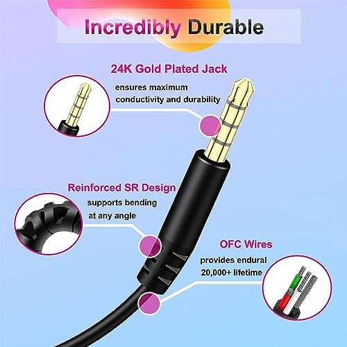 3.5mm Replacement Audio Cable for Beats Headphones Cord Wire Aux Cable | Work with Beats Solo2 Solo3 Solo4 Studio3 Wireless HD Pro by Dr. Dre Sony WH-1000XM4 WH-1000XM5, In-line Mic, Volume Control