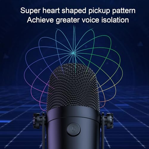 USB Condenser Studio Microphone, RGB Plug Play PC Gaming Mic with Quick Mute Buttons, Noise Cancelling for Streaming Podcast Recording Video Call Zoom Skype