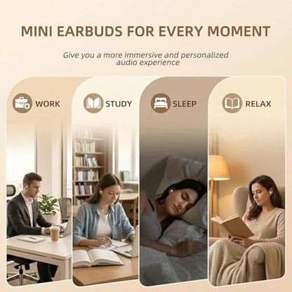 Invisible Sleep Earbuds, Mini Wireless Bluetooth Earbuds for Side Sleepers, Ultra-Light Ergonomic Design, Smart Touch Control, Auto Pairing, IPX5 Waterproof, Deep Bass Stereo Headphones（Skin） - color: Skin