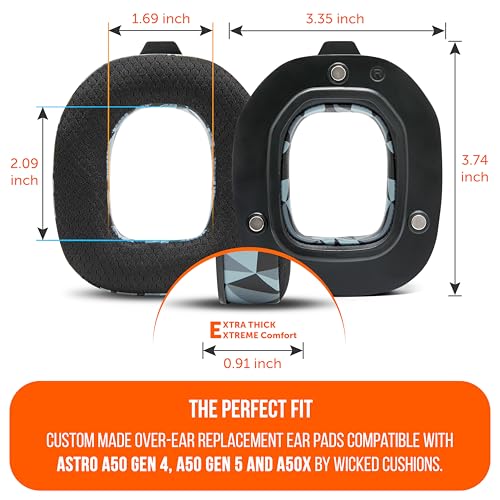 WC Mod Kit A50 - Earpads & Headband for Astro A50 Gen 4/5 / A50x | Made by Wicked Cushions | Cooling Gel Earpads and Matching Headband that offer Enhanced Comfort & Durability | Geo Grey - color: Geo Grey