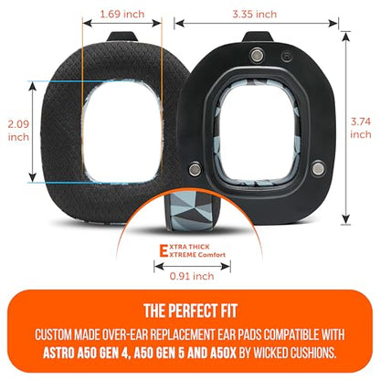 WC Mod Kit A50 - Earpads & Headband for Astro A50 Gen 4/5 / A50x | Made by Wicked Cushions | Cooling Gel Earpads and Matching Headband that offer Enhanced Comfort & Durability | Geo Grey - color: Geo Grey