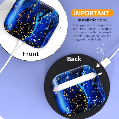 Cute Case Cover Compatible with AirPods 4th Generation 2024, Shockproof, Full-Body Protection - Protective, Anti-Drop Design (Cute Blue Marble) - color: Cute Blue Marble