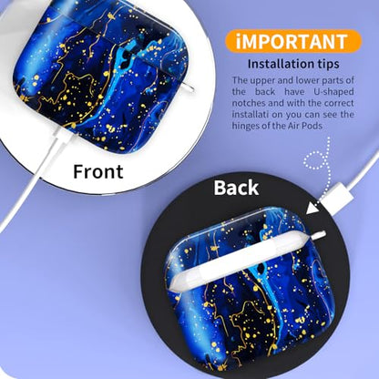 Cute Case Cover Compatible with AirPods 4th Generation 2024, Shockproof, Full-Body Protection - Protective, Anti-Drop Design (Cute Blue Marble) - color: Cute Blue Marble