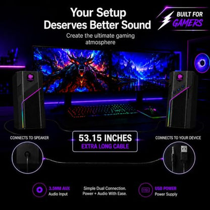W-206RE Computer Speakers for Desktop PC, Bluetooth RGB Lights