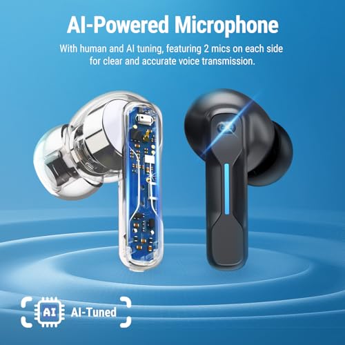 Middle Rabbit SW5 Wireless Gaming Earbuds with Mic, Compatible with PC PS5 PS4 Desktop VR, Computer Headphones, 2.4G Dongle & Bluetooth 5.4 Dual-Mode, 4 Built-in Microphones, 20ms Low Latency