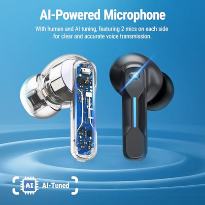 Middle Rabbit SW5 Wireless Gaming Earbuds with Mic, Compatible with PC PS5 PS4 Desktop VR, Computer Headphones, 2.4G Dongle & Bluetooth 5.4 Dual-Mode, 4 Built-in Microphones, 20ms Low Latency