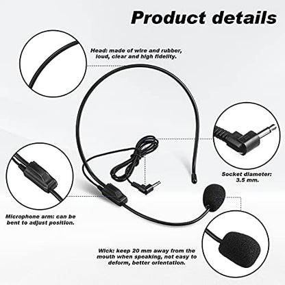 Boao 4 Pcs Headset Microphone Flexible Boom for Voice Amplifier Teachers | Hands-free Flexible Boom, 3.5mm Plug for Voice Amplifiers, Ideal for Speakers Singers Dancers Coaches Presentations