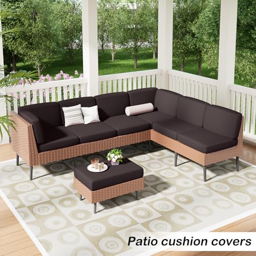 Jacquard Couch Cushion Covers, L Shape Sectional Sofa Slipcovers | Diamond Lattice, L Shape Sectional Fit, Washable, Chaise Cushion Cover, Sofa Protection (1 Piece for Chaise) - color: Brown, size: Chaise (1 Piece)