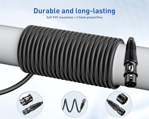 XLR Cable 6ft 6 Packs - Premium Balanced Microphone Cables Mic Cable | With 3-Pin Shielded Nylon Braided XLR Male to Female Mic Speaker Cable for Mixer, Speaker Systems 22AWG - size: 6 Feet-6 Pack